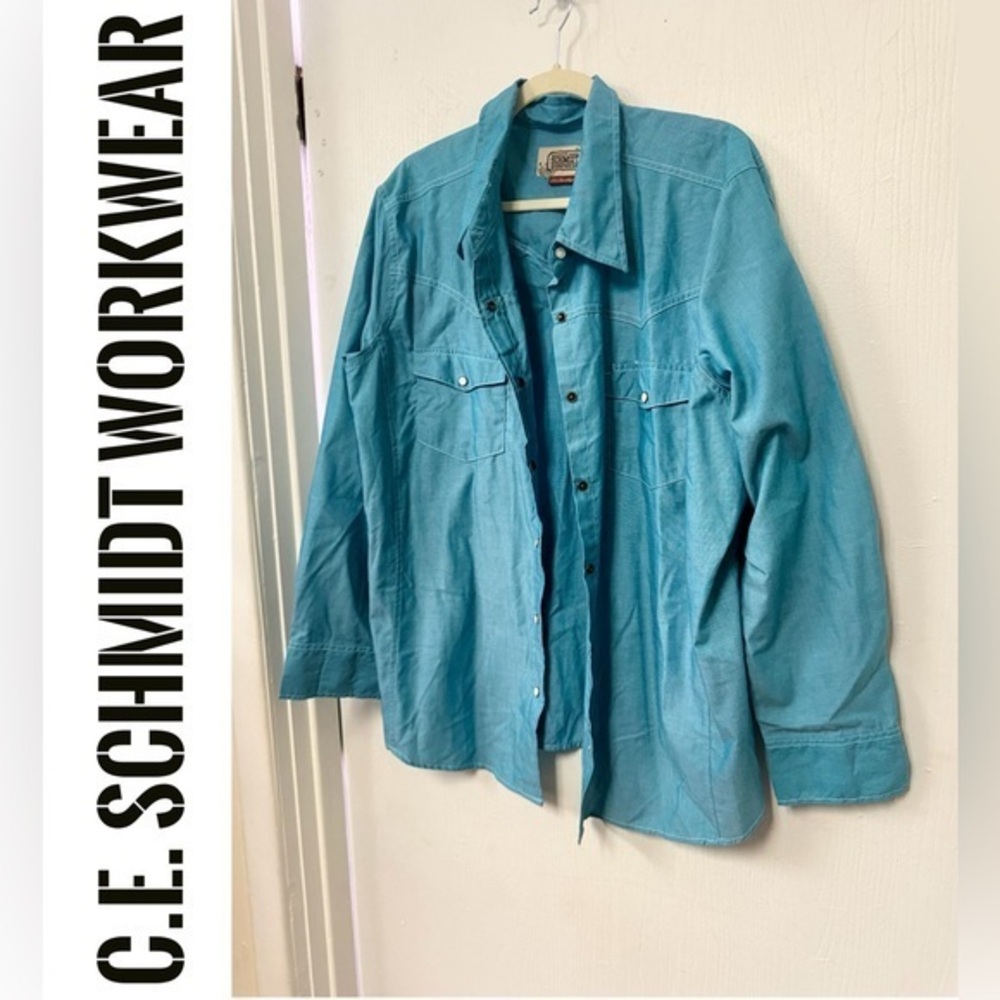 NWT C.E. Schmidt Workwear Blue Denim Snap Shirt XXL – Western Utility Button Up